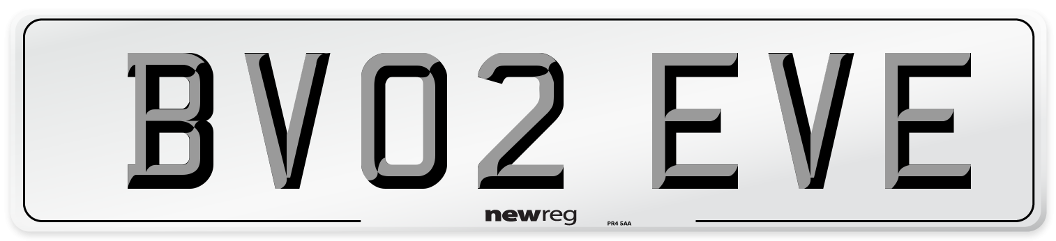BV02 EVE Number Plate from New Reg